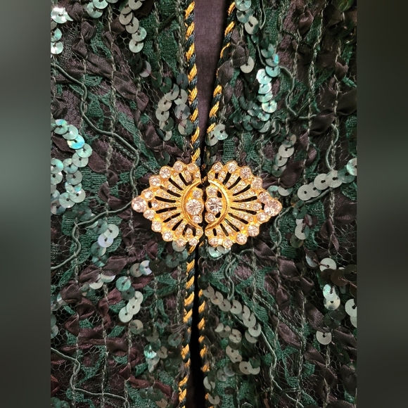 Katherine Lindsay Matthew Sequin Ombre Green Orange Vintage Blazer 16 - Picture 7 of 12